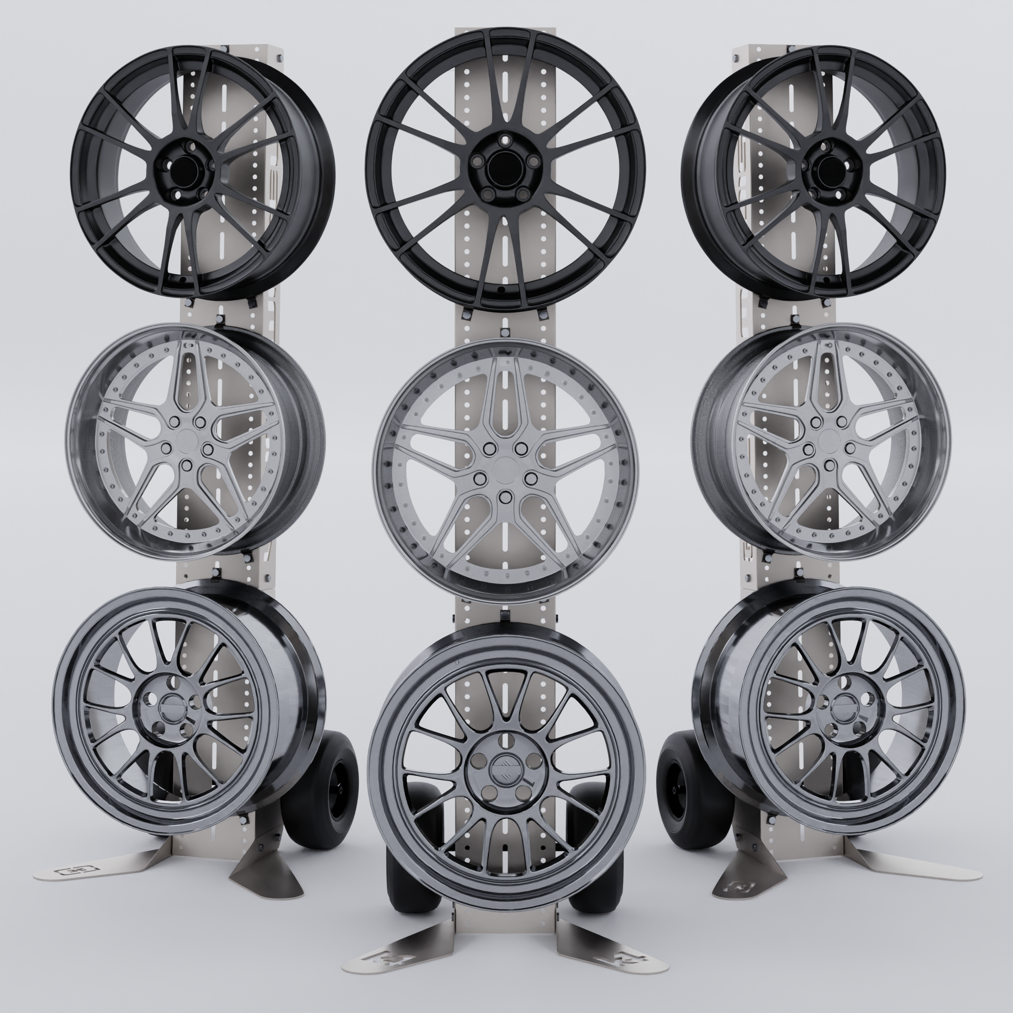 K4 Kustoms Mobile Wheel Stands 3-Pack